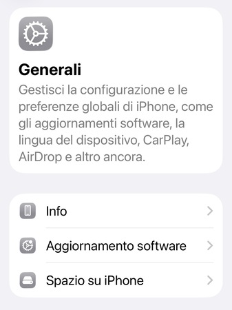 Face id impostazioni aggiornamento